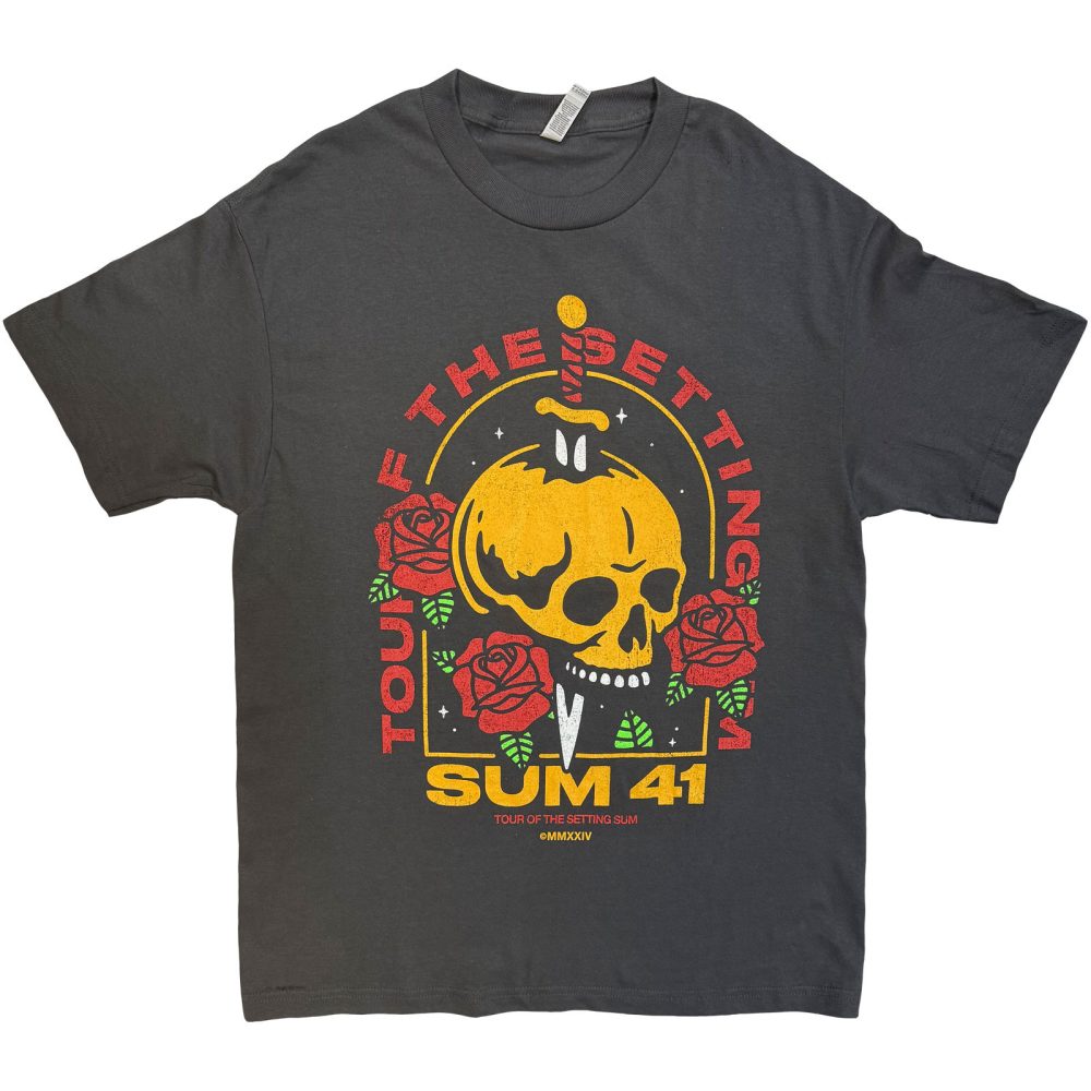Sum 41 - Tour '24 Pt.2 Skull & Roses Heren Tshirt - Grijs